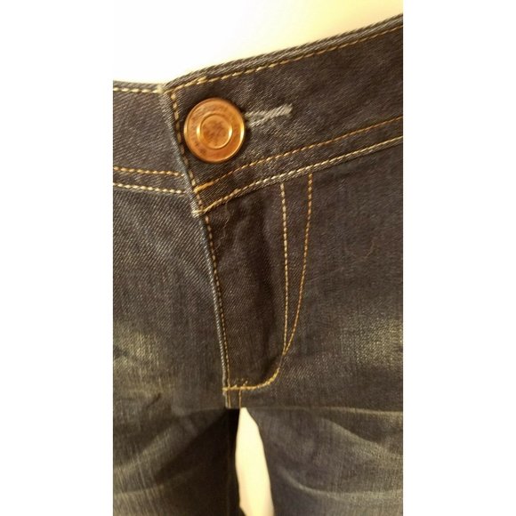 Roz and Ali Women's Flap Pocket Jeans Size 8 Average Dark Wash Whiskering - Picture 2 of 10